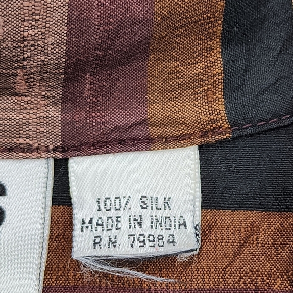 Chico's Design Vintage Women's 100% Silk Stripes Button Front Shirt Jacket - Picture 7 of 7